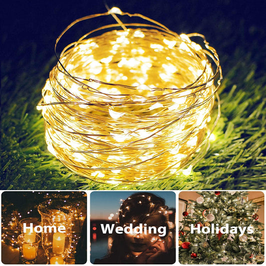Luces De Navidad Solar Amarillo 20mts