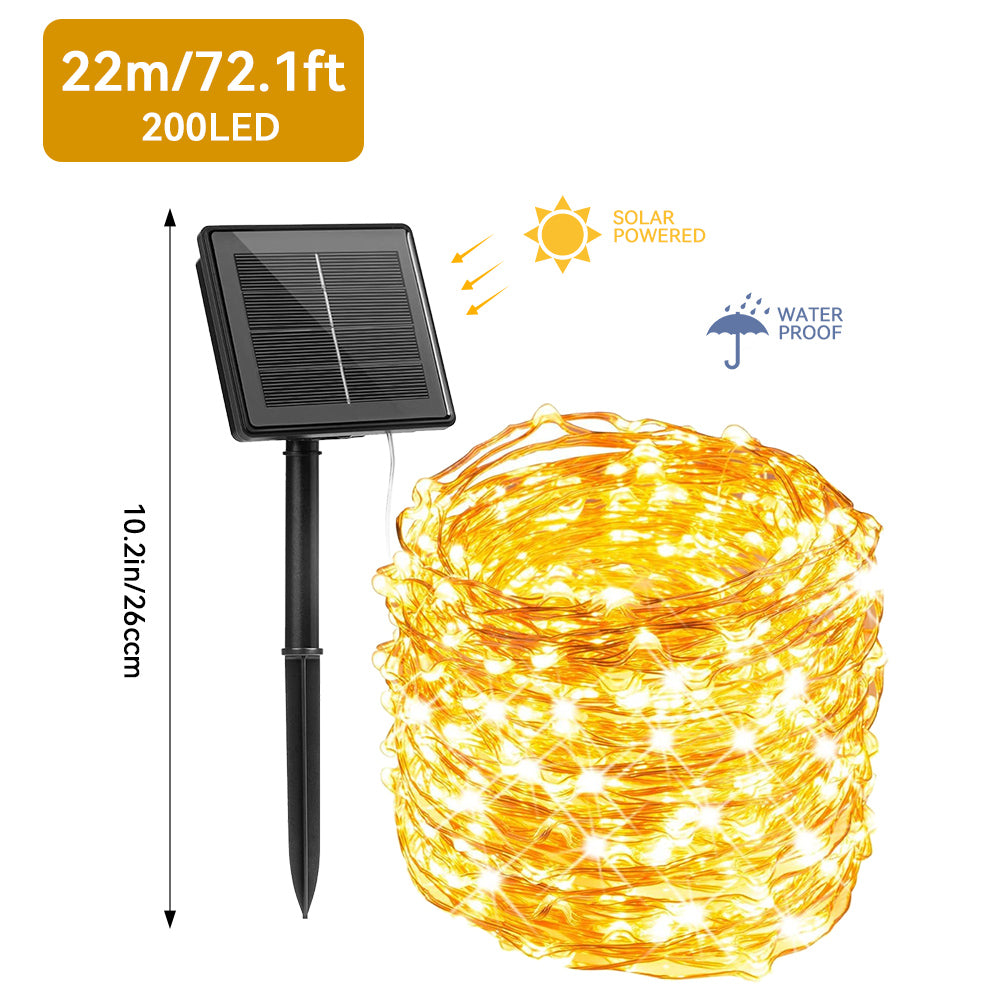 Luces De Navidad Solar Amarillo 20mts